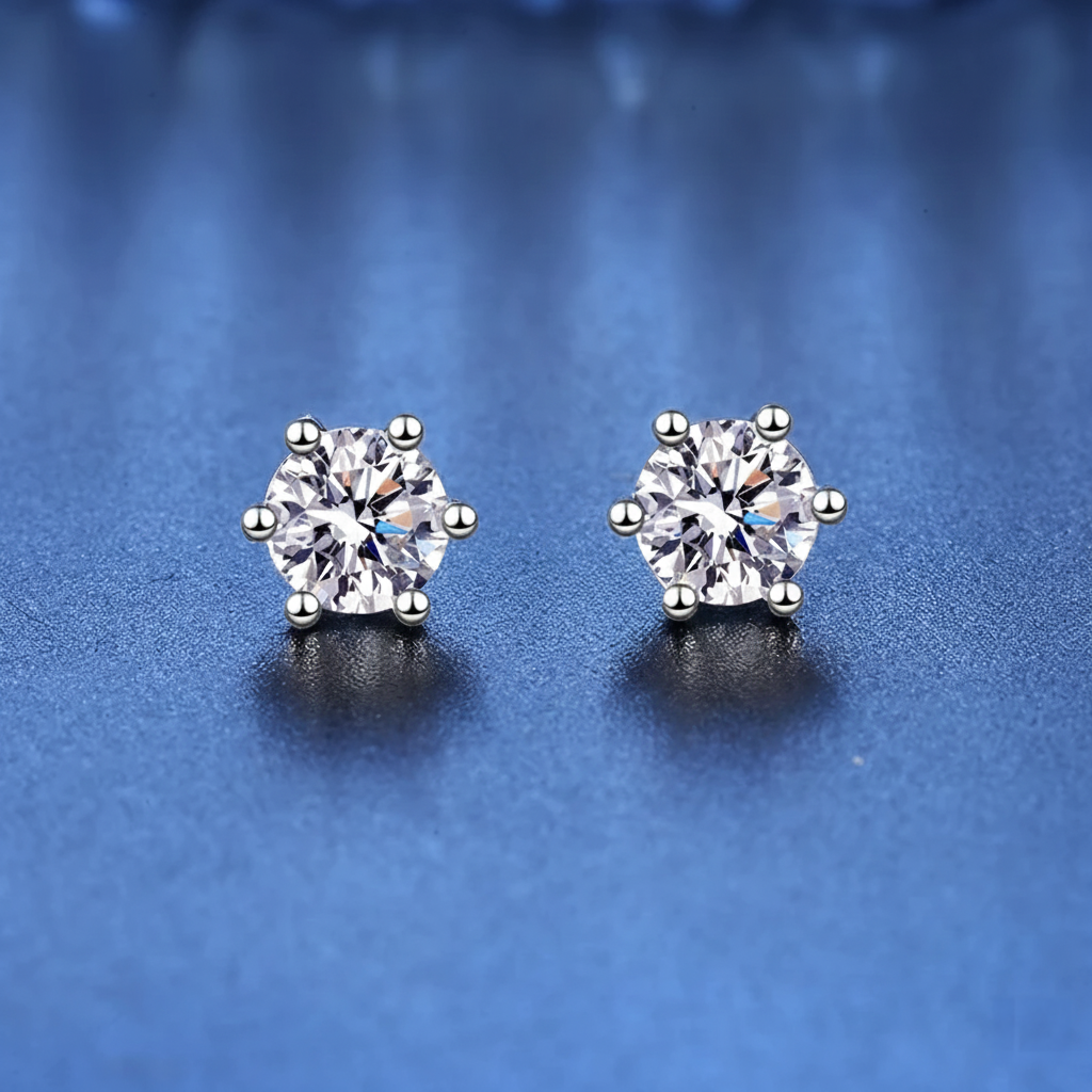 D-Color VVS1 Zircon Stud Earrings – Solid 925 Sterling Silver