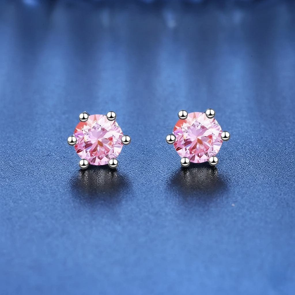 D-Color VVS1 Zircon Stud Earrings – Solid 925 Sterling Silver