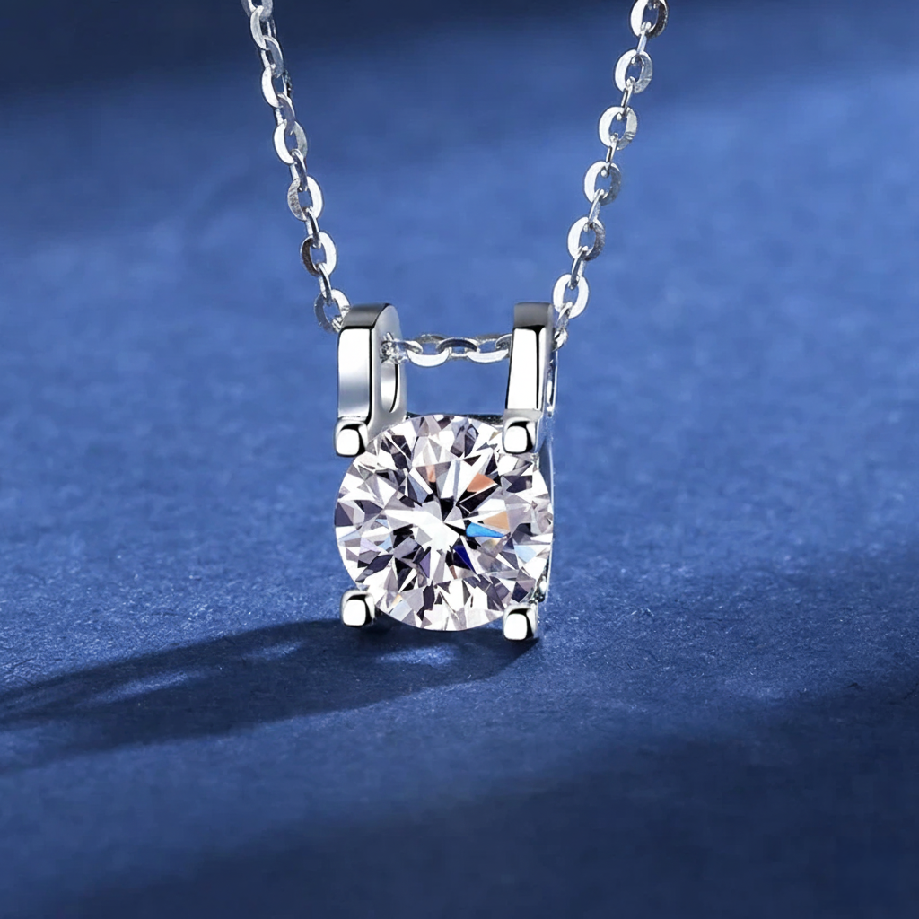 LZ-White Moissanite Six-Prong Solitaire Pendant