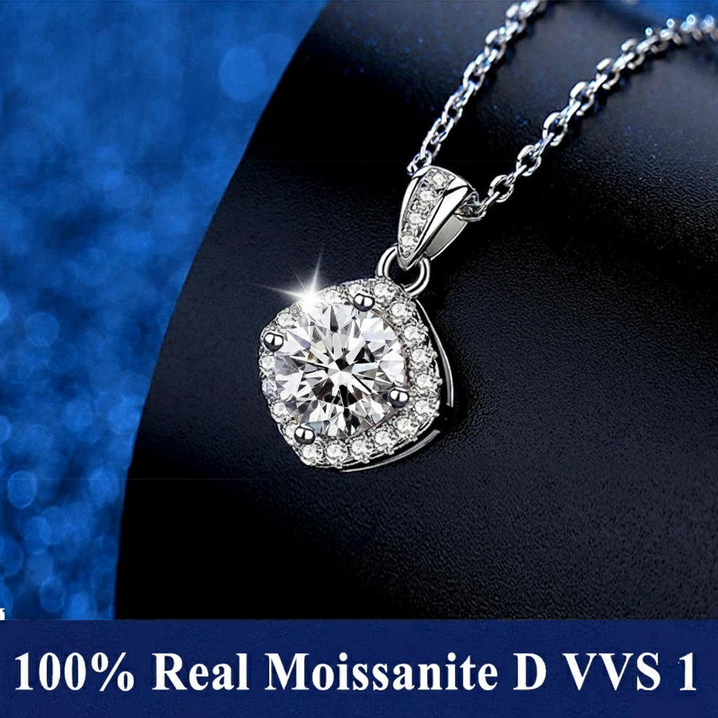 LZ-White Moissanite Six-Prong Solitaire Pendant