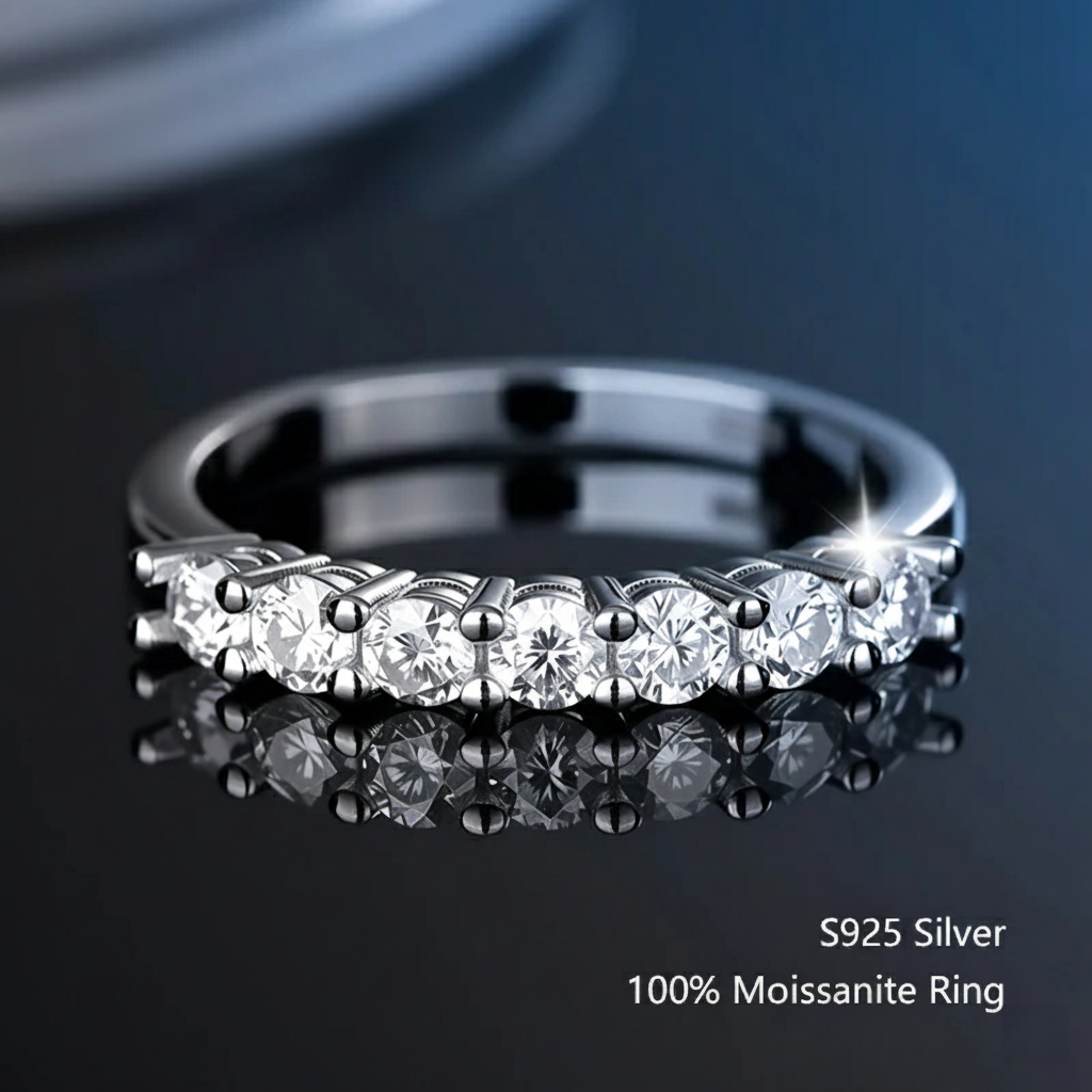 Luxury Moissanite Wedding Band – D Color VVS1, Solid 925 Sterling Silver