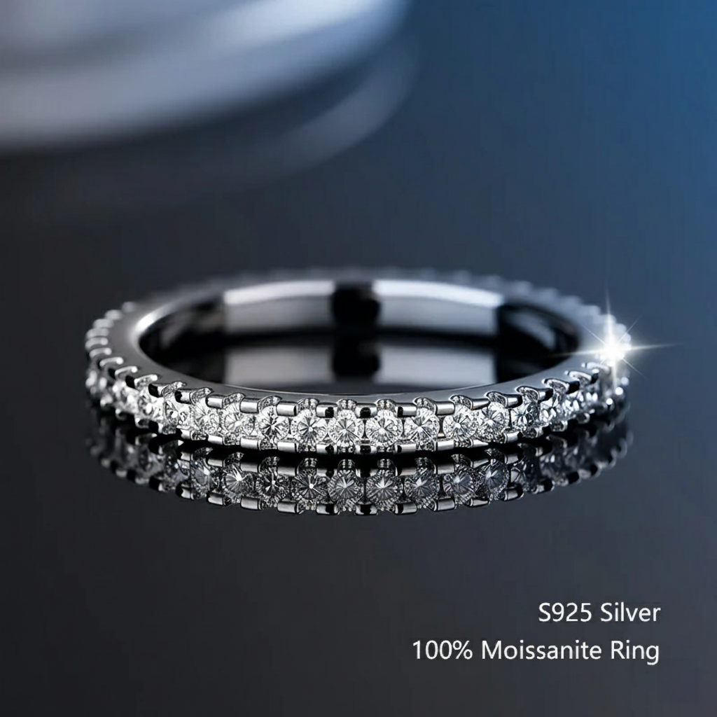 Luxury Moissanite Wedding Band – D Color VVS1, Solid 925 Sterling Silver