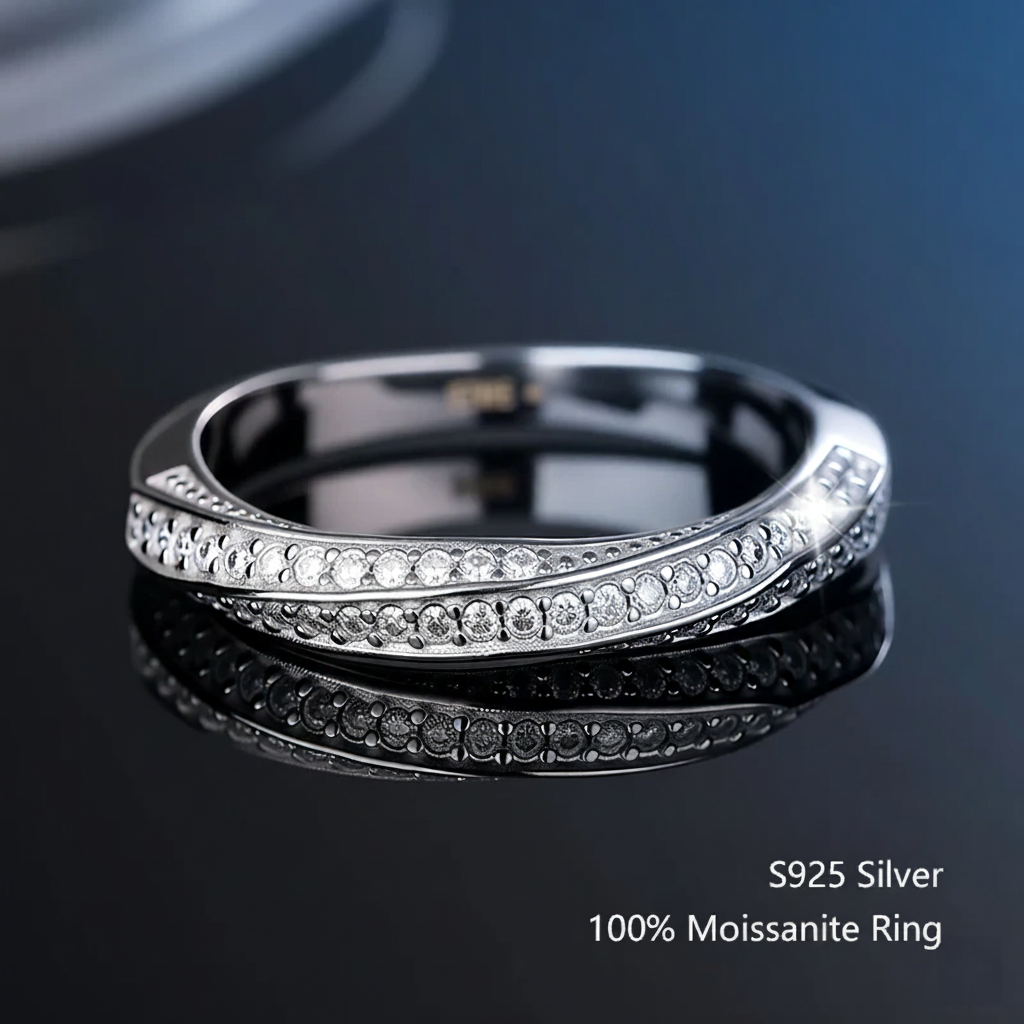 Luxury Moissanite Wedding Band – D Color VVS1, Solid 925 Sterling Silver