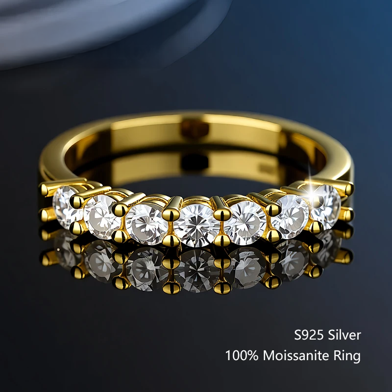 Luxury Moissanite Wedding Band – D Color VVS1, 18K Gold Plated Sterling Silver